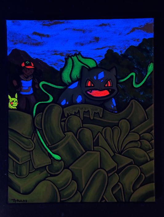 Bulbasaurs Fight Painting
